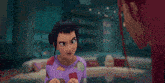 a girl with red hair is wearing a teddy bear sweater and is fighting another girl