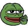 a green frog is smoking a cigarette in his mouth .