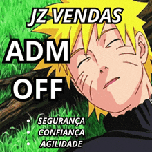 a picture of a cartoon character with the words jz vendas adm off on it