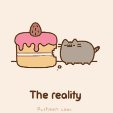 Big Cake Reality Pusheen Fat Cat GIF - Big Cake Reality Pusheen Fat Cat Pusheen GIFs