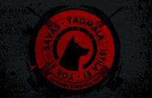 a red circle with a wolf in the center and the words " yagmala " around it