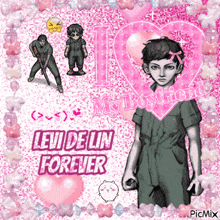 a picture of a boy with the words levi de lin forever on it