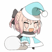 a drawing of a girl with a santa hat on
