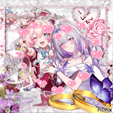 a picture of two anime girls with the words i love you written on it