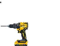 a pixel art drawing of a dewalt drill on a white background