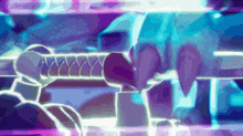 a purple and blue background with a few glowing lines