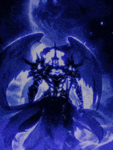 a painting of a demon with wings and a cross on his head