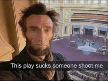 a man taking a selfie with the caption this play sucks someone shoot me