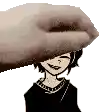 a hand is covering a girl 's face in a pixel art style .