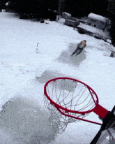 a basketball hoop in the middle of a snowy field with the words veggie ai on the bottom