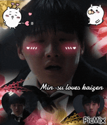 a picture of a man with the words min-su loves kaizen on the bottom
