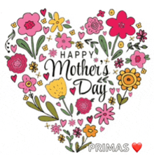 a happy mother 's day card with a heart made of flowers