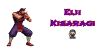 a pixel art of a man holding a sword and the words " fuji kisaragi " below him
