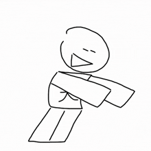 a black and white drawing of a stick figure holding a scarf .