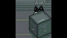 among us wolf is standing next to a box
