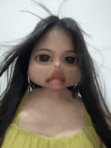 a girl with long hair making a funny face with her tongue out