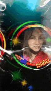 a picture of a woman with the name isabel written on it