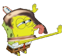 a cartoon of spongebob sticking out his tongue