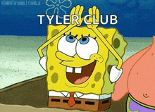 a cartoon of spongebob with the words tyler club written on it