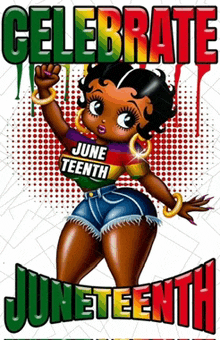 a cartoon of betty boop celebrating juneteenth