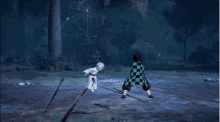 a person is holding a sword in a video game and a sword is being thrown at them .