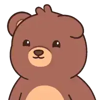 a cartoon drawing of a brown teddy bear with a big nose