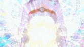 a drawing of a girl with her eyes closed surrounded by glowing lights