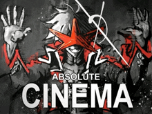 a poster for absolute cinema shows a cartoon character