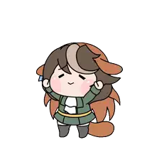 a cartoon drawing of a girl with long brown hair and a dog 's tail