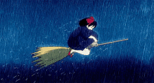 雨　ジブリ　魔女の宅急便　頑張る GIF - Ghibli Omw Raining GIFs