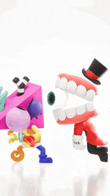 a cartoon character wearing a top hat and a mouth with teeth