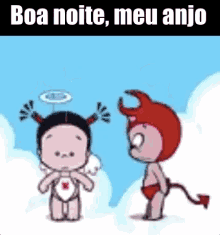 Boa Noite Meu Anjo / Anjinho / Diabo / Diabinho / Beijo GIF - Kiss Good Night Angel Angel GIFs