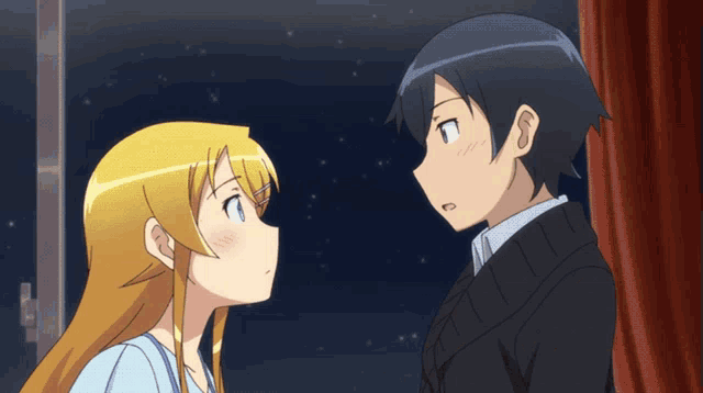 Koko and Banri | Anime kiss gif, Golden time anime, Anime kiss