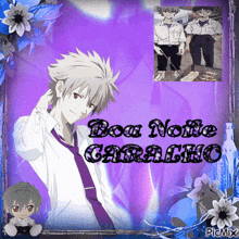 a picture of a boy with the words boa noite caralho