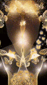a painting of a person with butterflies around them