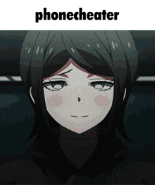 a picture of a girl with the words phonecheater on top