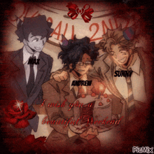 a picture of three men with the words i wish you a beautiful weekend