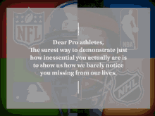 dear pro athletes the surest way to demonstrate just how inessential you actually are is to show us how we barely notice