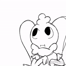 a black and white drawing of a bug with three dots above it