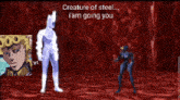 a creature of steel appears in a video game screen