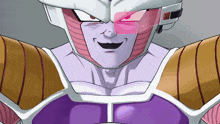 a close up of a cartoon character with a helmet