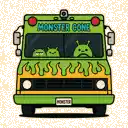 a cartoon illustration of a monster cone food truck