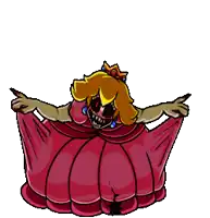 a cartoon of a princess peach with a skull on her head