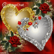 heart roses gold silver sparkle love you