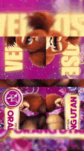 a purple background with a monkey and the words " captain ngoutan " on it