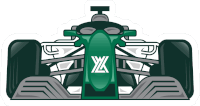 a green race car with a yz logo on the front of it