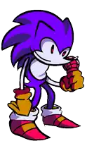 a cartoon of a purple sonic the hedgehog holding a red object in his hand .