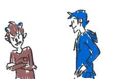 a drawing of a man and woman kissing with a surprised look on his face