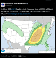 a tweet from the nws storm prediction center shows a map
