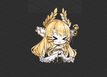 a cartoon drawing of a girl with a crown of wheat on her head